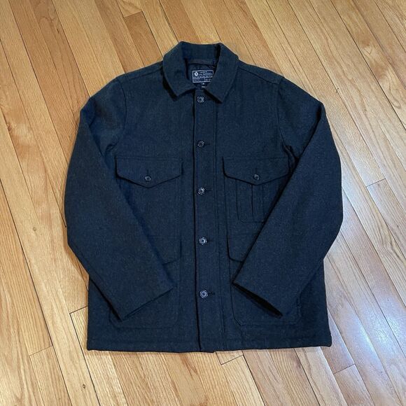 J. Crew Men’s Wool Blend Coat Size M Mackinaw Cruiser Style Dark Gray Excellent - Picture 13 of 13